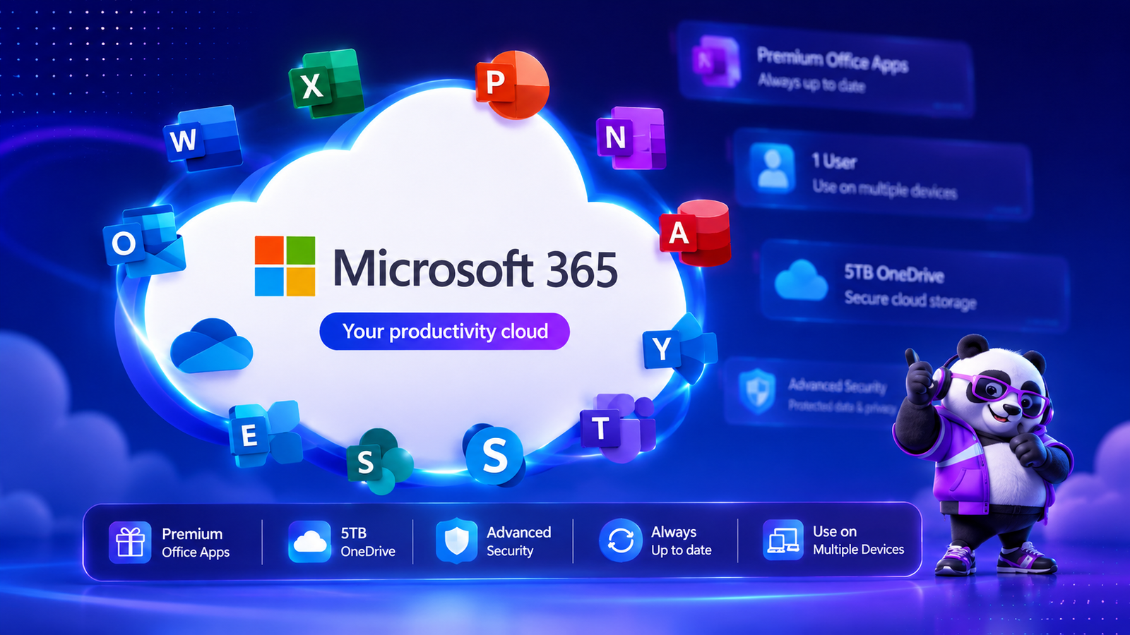 Microsoft 365 Family + 1TB OneDrive Nâng Cấp Chính Chủ